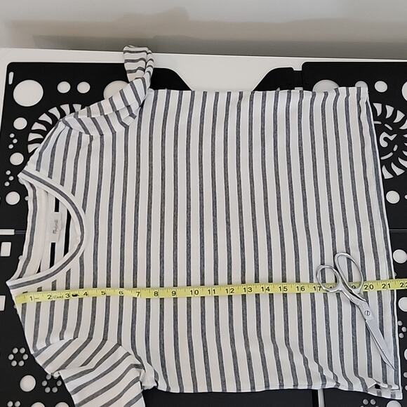 Madewell Keys 3/4 Sleeve Stripe Top in Natural Soft Gray XS - Picture 10 of 14
